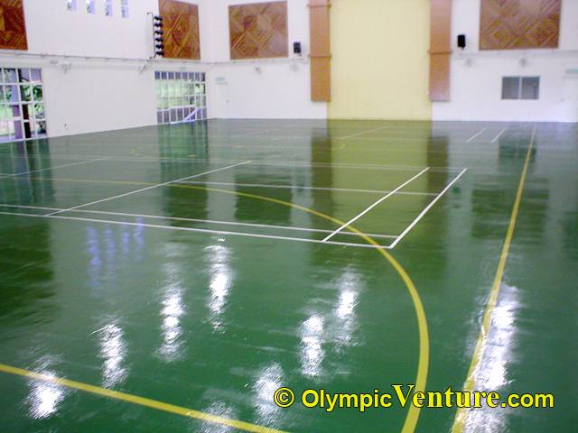 UTM's Olymflex rubberized floor with badminton and futsal lines