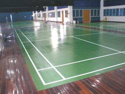 Four badminton rubberized floor courts for Penang Buddhist Association.