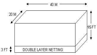 futsal court dimensions for netting with double layer netting from ground up