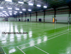 Installed 8 Olymflex 4.5mm badminton rubberized courts for Hurricane Sports Centre in Tanjung Malim, Perak.