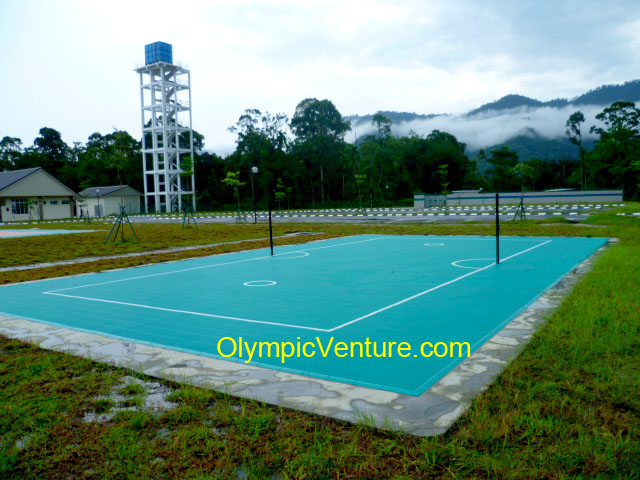 Green Outdoor Interlocking Techtiles Sepak Takraw Court for a Shcool in Perak.