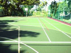 Another view of St. Christopher's multi-purpose court using Plexipave from USA.