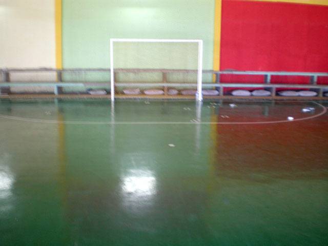 one Olymflex seamless PU membrane fibre-reinforced rubberized floor for futsal court in Pasir Mas