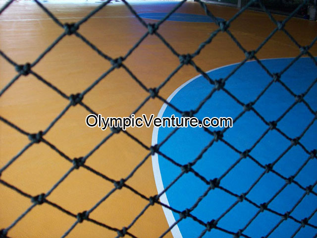 Orange Blue Olymflex Rubberized Futsal Court