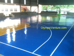 Hard Wearing PU surface coating for Indoor Basketball Court at Bukit Berapit, Bukit Mertajam, Penang, another view. 