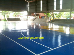 Hard Wearing PU surface coating for Indoor Basketball Court at Bukit Berapit, Bukit Mertajam, Penang.