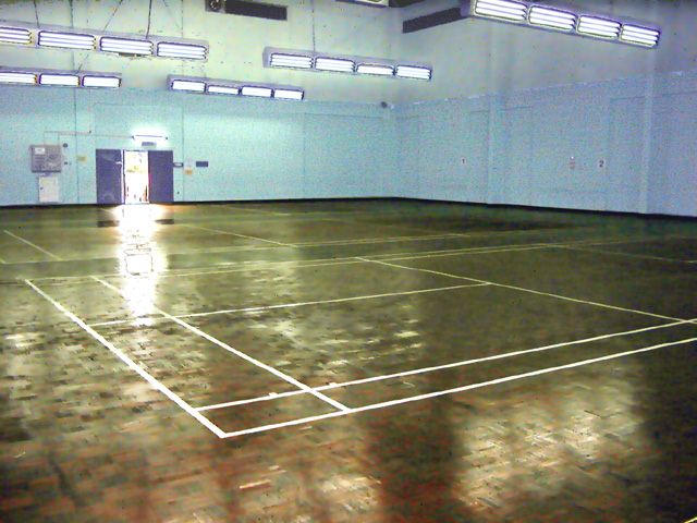 Door View of 4 Badminton courts with Parquet Flooring