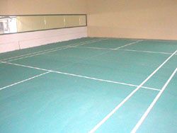 Badminton court with mirror