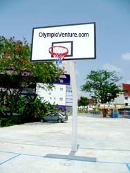 view of basketball goal post for Dato' Lee Chong Wei Arena / Sports Arena Sentosa, Old Klang Road