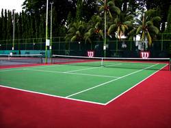 Resurfaced 1 tennis hard court using Plexipave Coating System, USA for Chinese Recreation Club, Penang