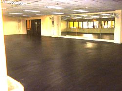 rubberized black surface of gym floor