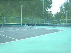 3 tennis courts, front view