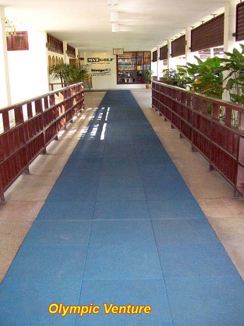 Installed blue rubber tiles for golf walkway in Kota Permai Golf and Country Club.