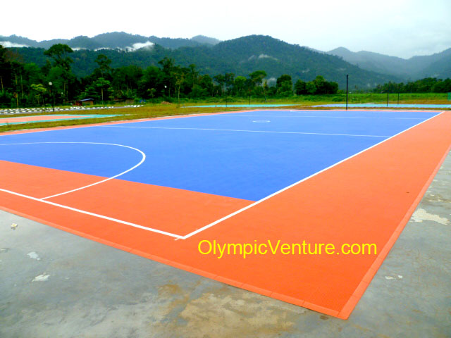 Outdoor Interlocking Techtiles Basketball Court for a Shcool in Perak.