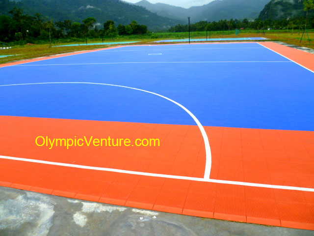 Outdoor Interlocking Techtiles Basketball Court for a Shcool in Perak.