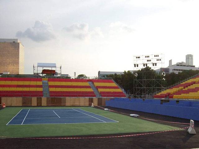 Kings of Tennis international tournament court using Plexipave