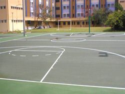 Another view of basketball court using Plexipave for University Islam